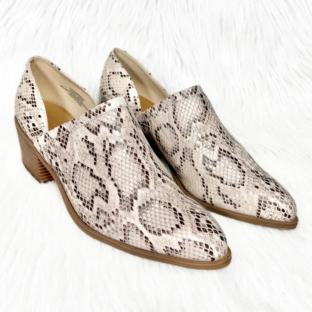 Crown Vintage Snake Beige Brown Black D ‘Orsay Slip On Shootie Ankle Booties 10